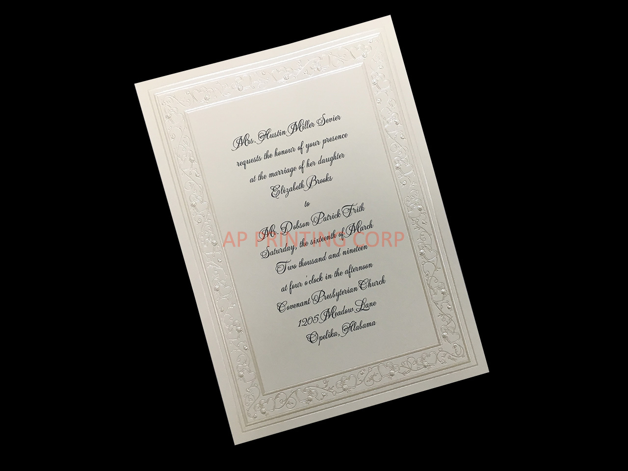 Harmonious Roses & Hearts Wedding Invitation