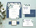 Olive Garden Seals Flowers Wedding Invitation