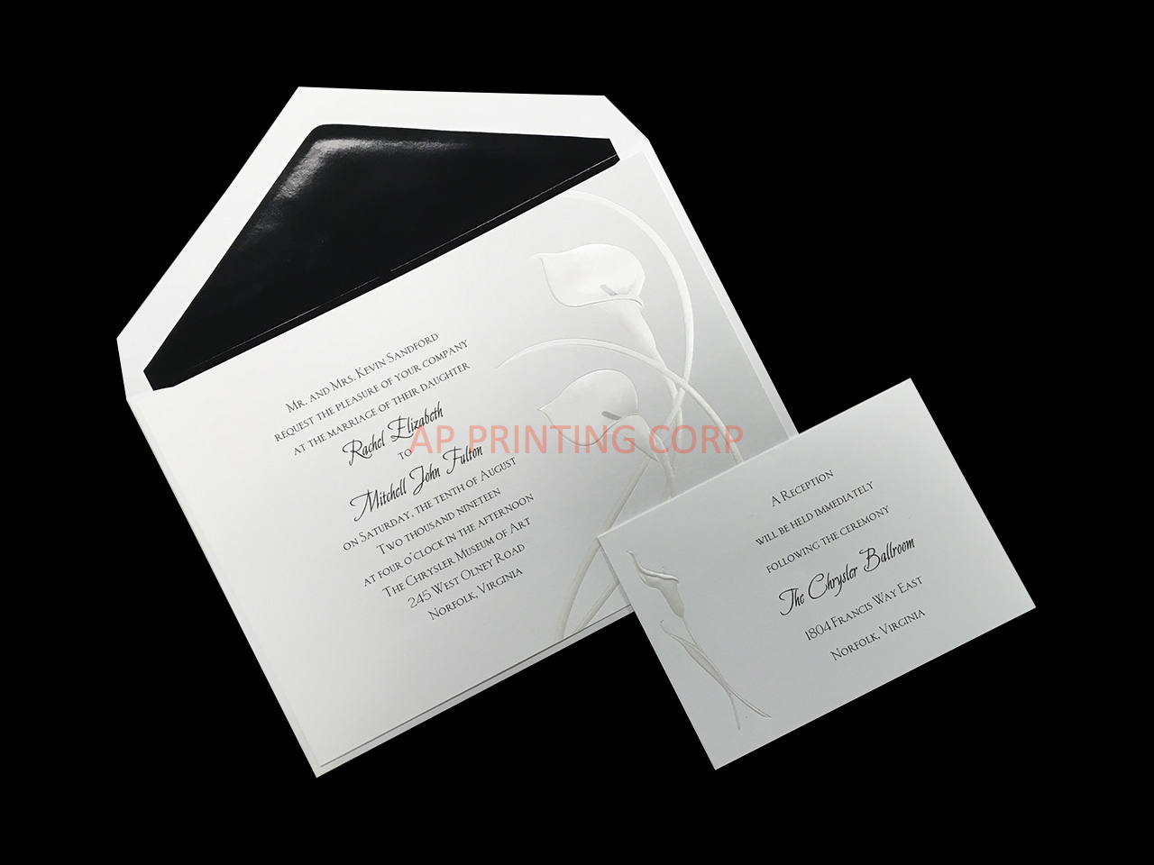 [CC-15] Bright White Calla Lily Floral Wedding Invitation