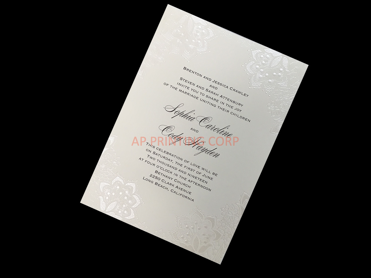 [CC-26] Lace Shimmers Flowers Wedding Invitation