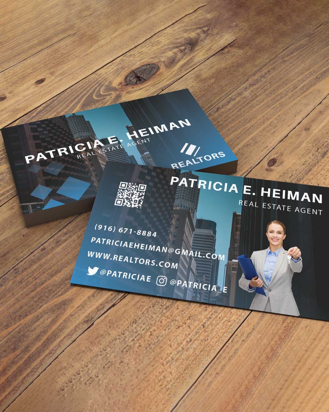 Building Blue Background Business Cards
