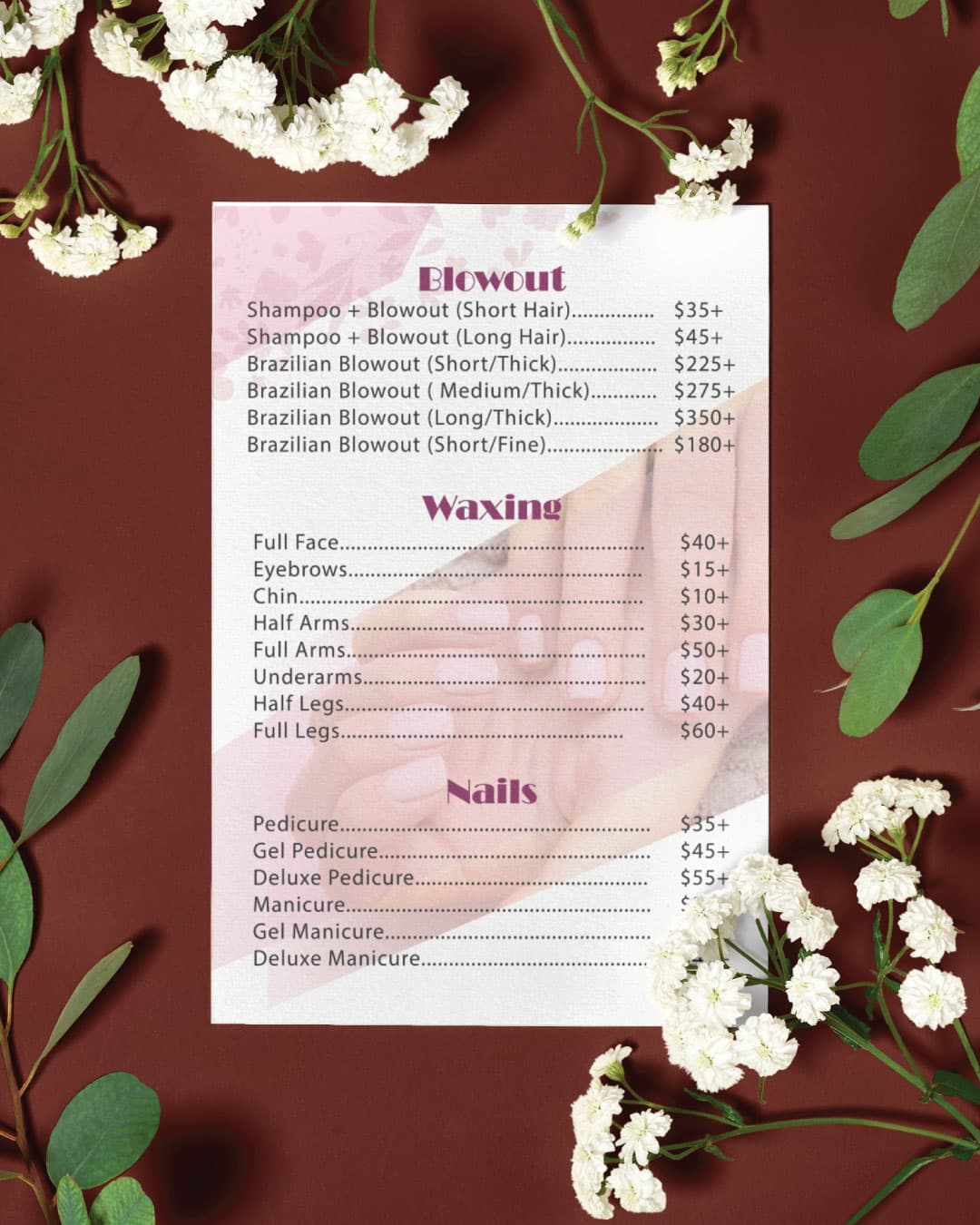 Delicate Opaque Photos Menu