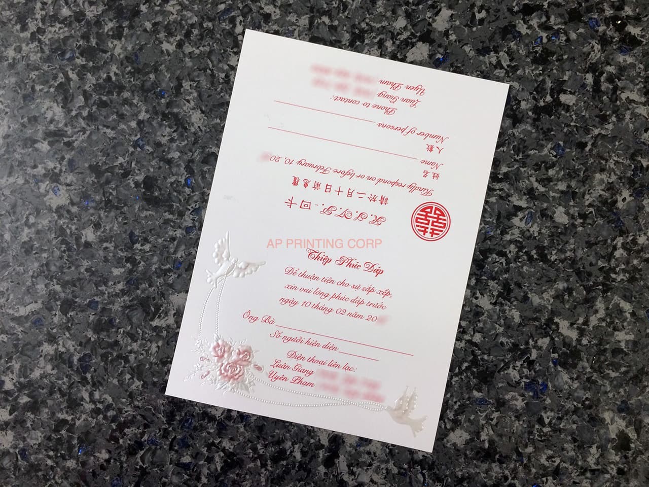 K970 [I-11] Ornate Love Birds & Doves Wedding Invitation