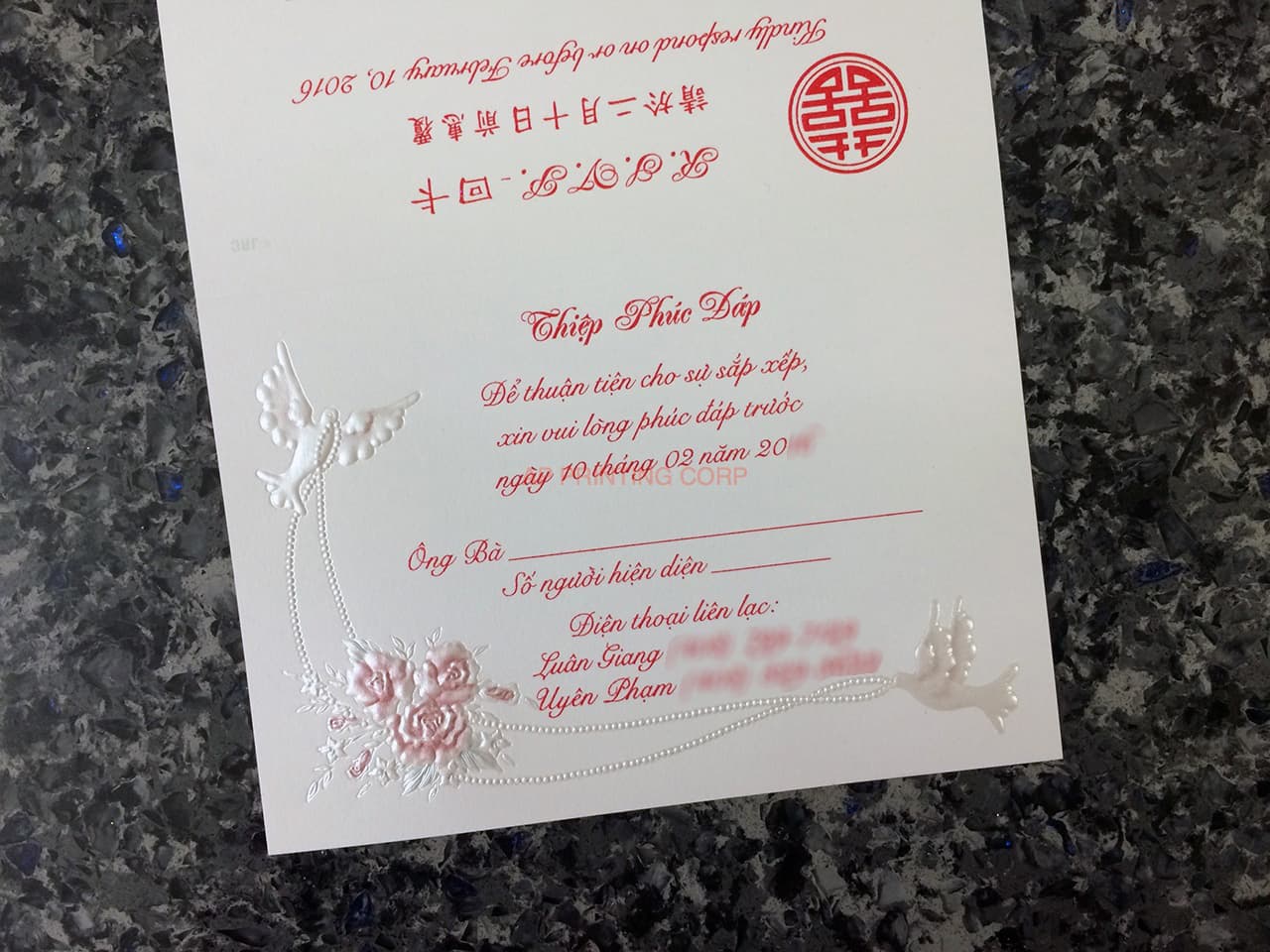 K970 [I-11] Ornate Love Birds & Doves Wedding Invitation