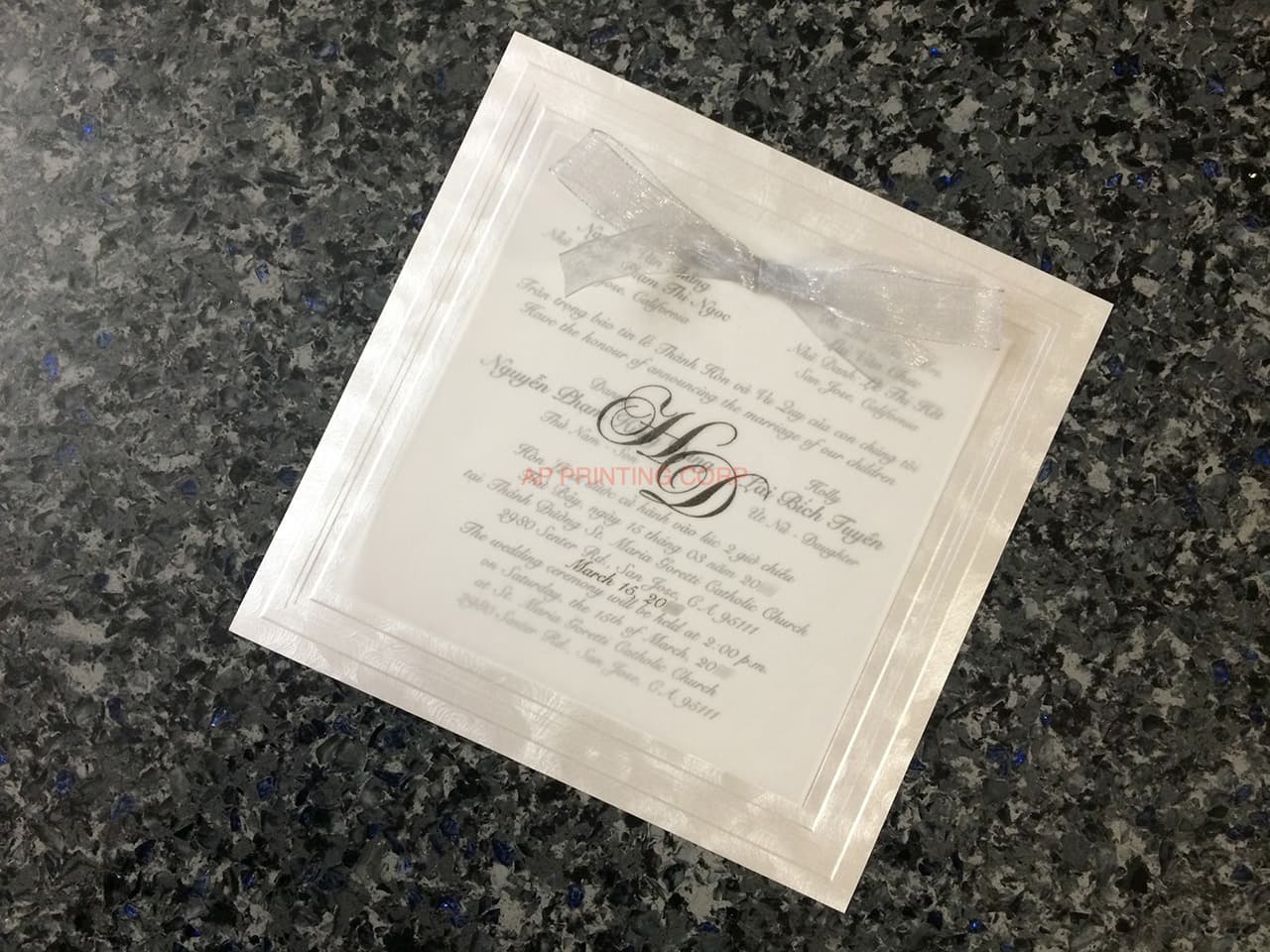 K7105-Overlay [I-13] Vietnamese & English Wedding Invitation