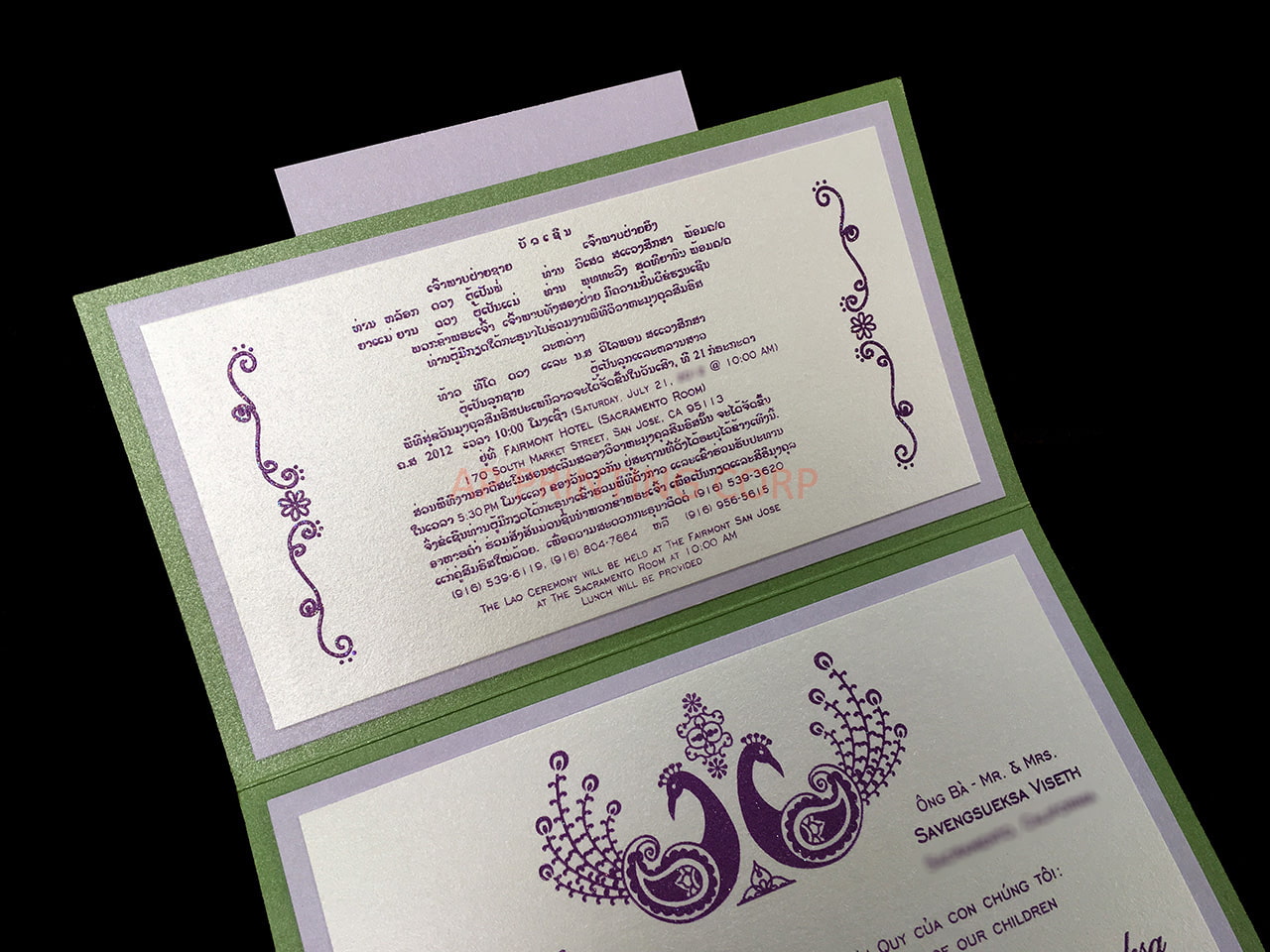 PSQ-77-MMM-2WL Fairway, Kunzite, Quartz Pocket & Folder Invitation