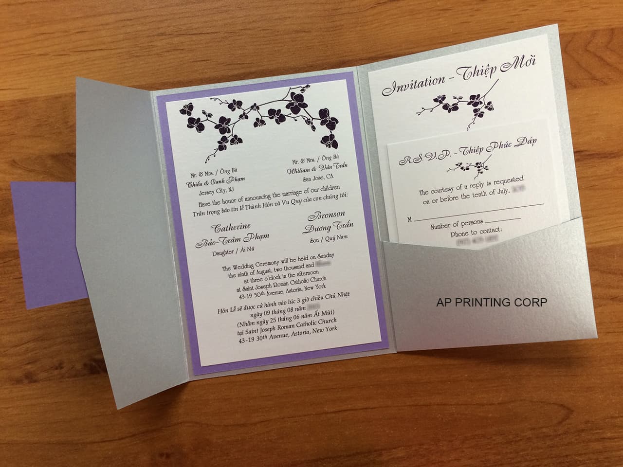 PAL-57-MMM Silver, Amethyst, Ice Silver Pocket & Folder Invitation