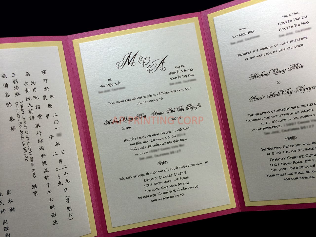 CTF-58-MMM Azalea, Gold, Quartz Pocket & Folder Invitation