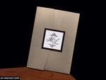 PAL-57-MMN Gold Leaf, Bronze, White Linen Pocket & Folder Invitation