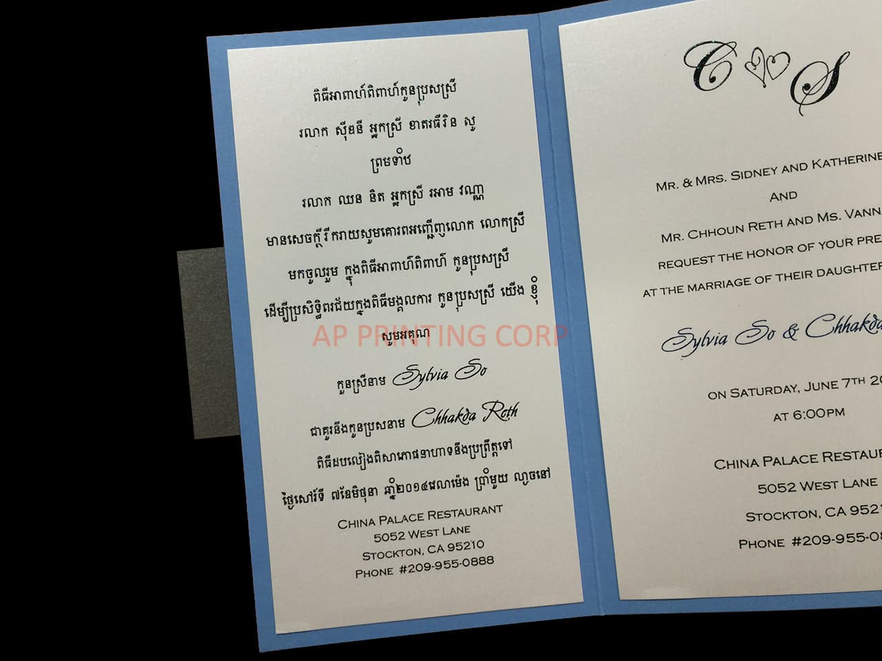 CTF-58-N-N Blue, White Pocket & Folder Invitation
