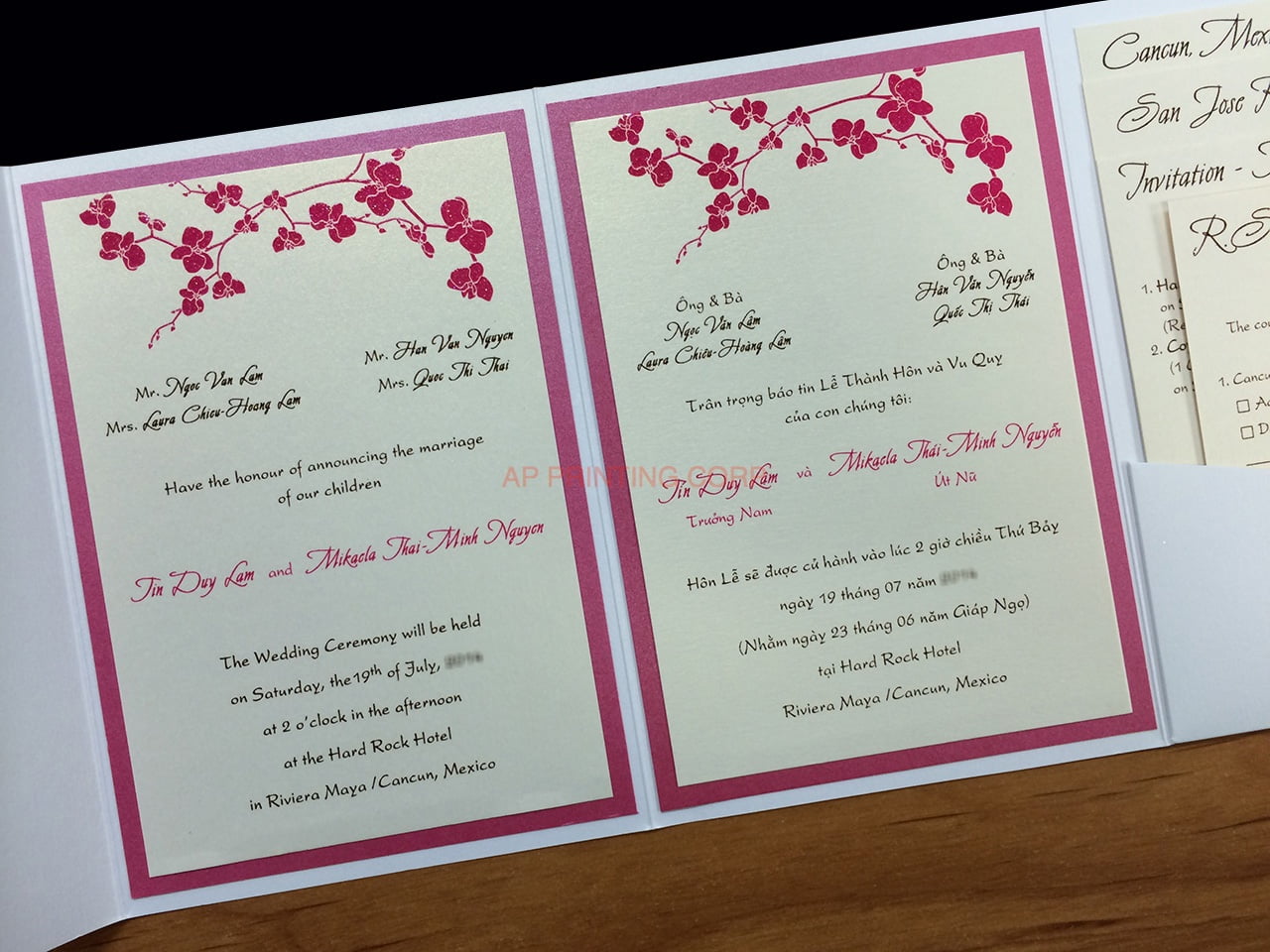 PAL-BL-57-MMM Crystal, Azalea, White Gold Pocket & Folder Invitation