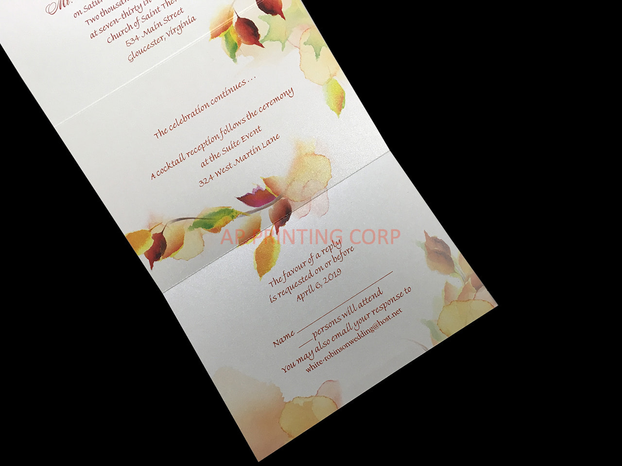 Leaf Swirl Seal & Send [CC-50] Pocket & Folder Invitation