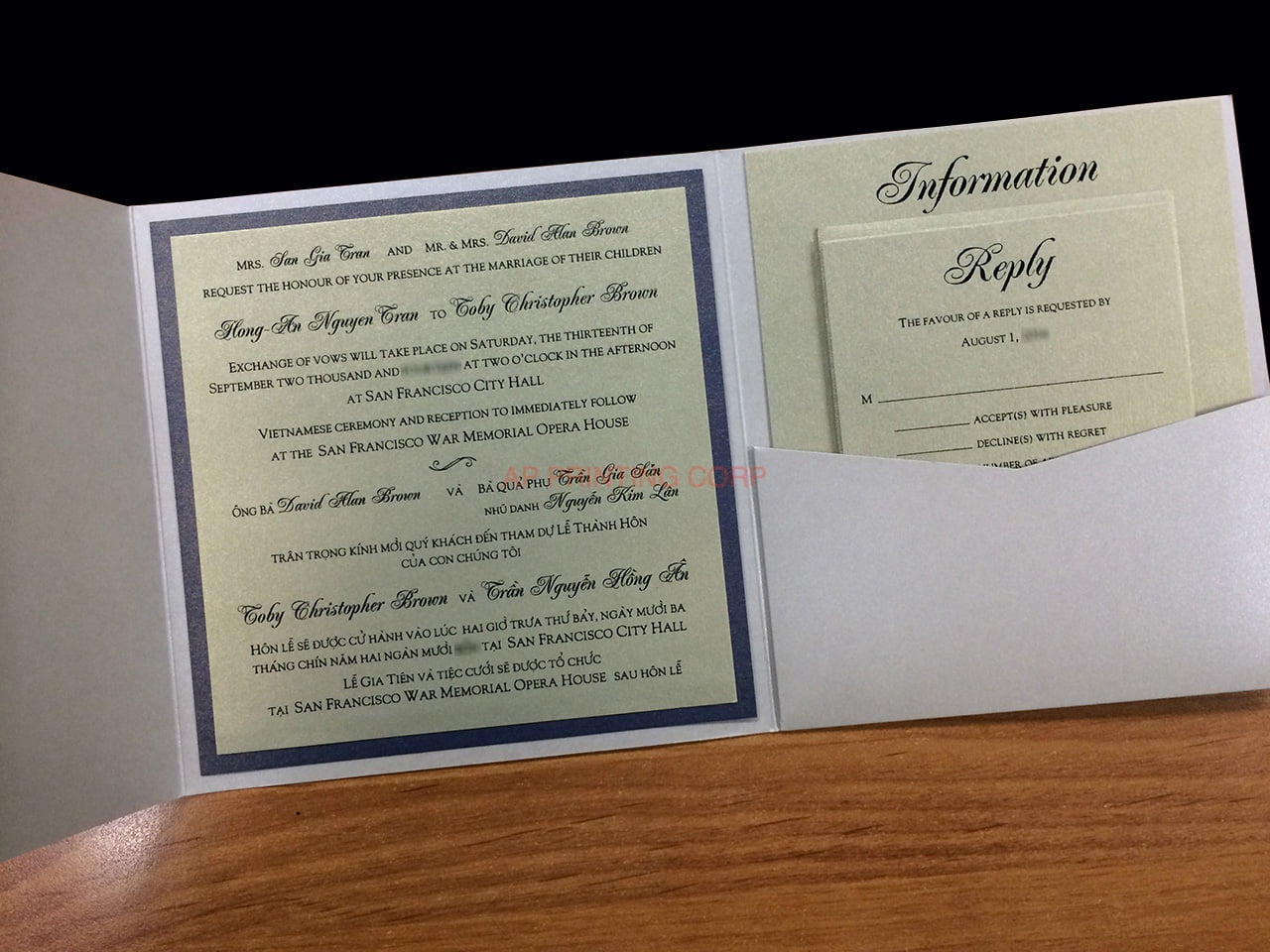 PAL-66-MMM Quartz, Ruby, Gold Leaf Pocket & Folder Invitation