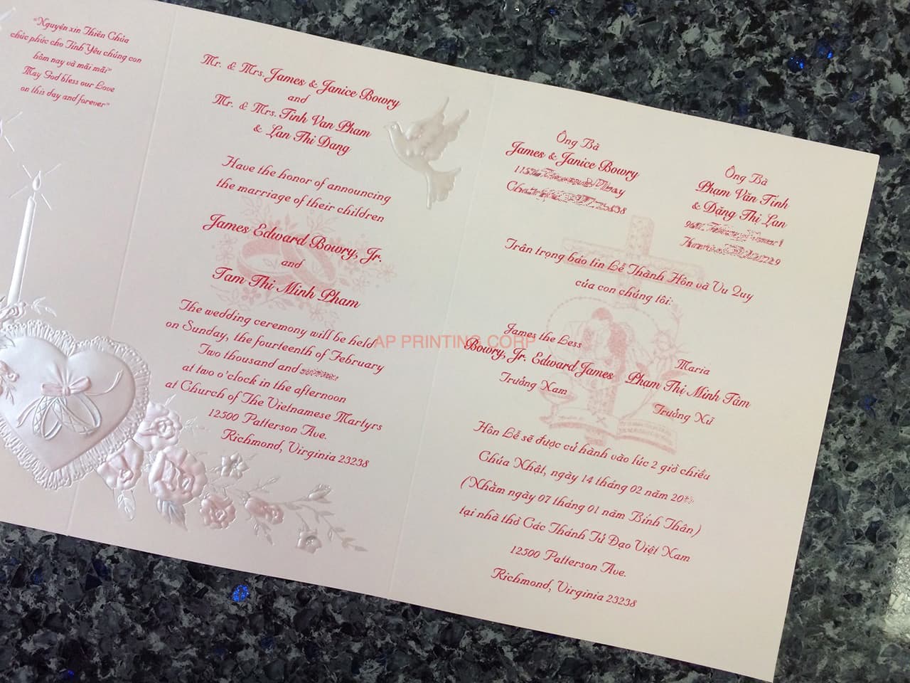 K447 [I-10] Gilded Affection Birds & Doves Wedding Invitation