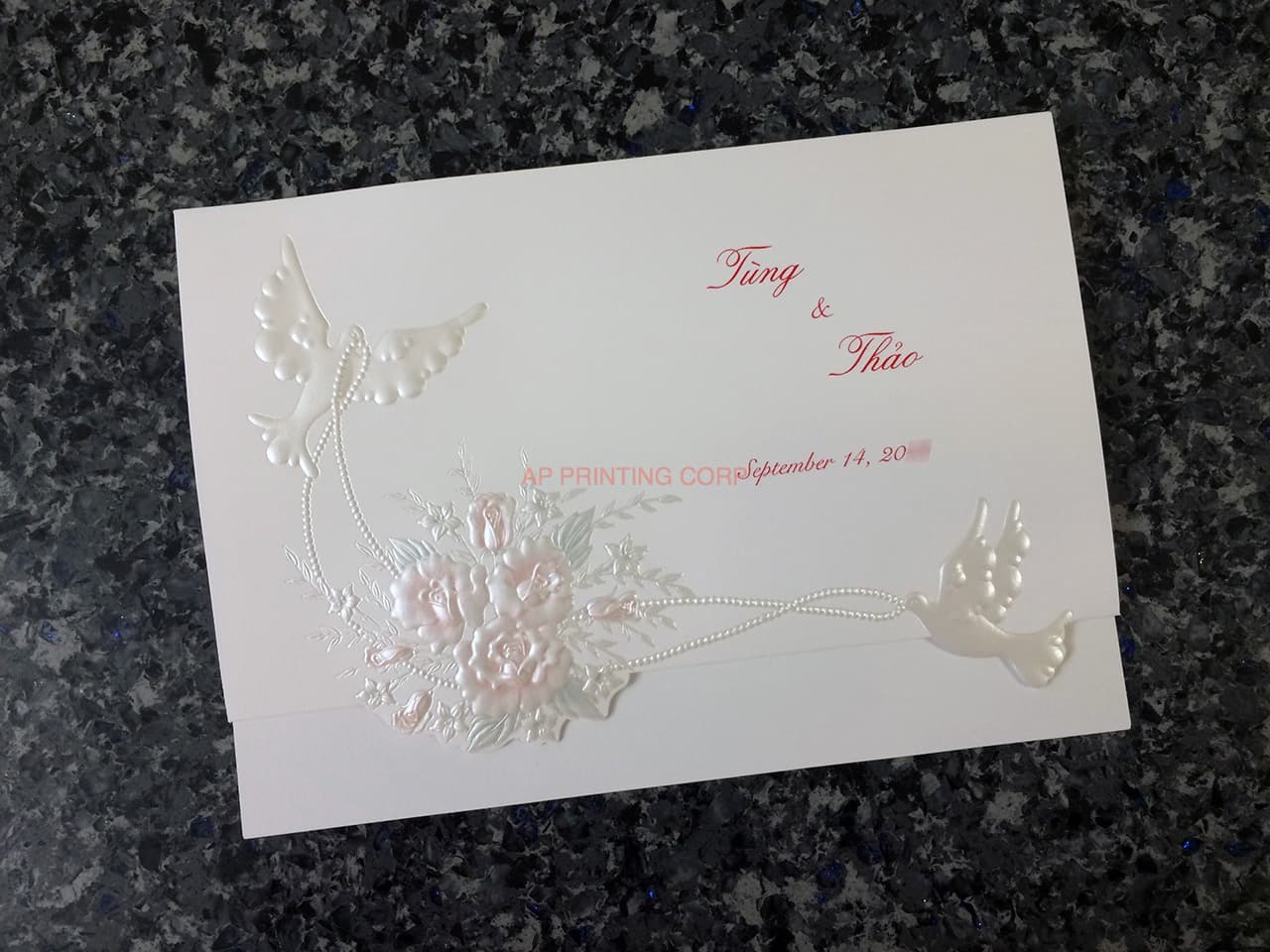 K971 [I-11] Regal Whispers Birds & Doves Wedding Invitation