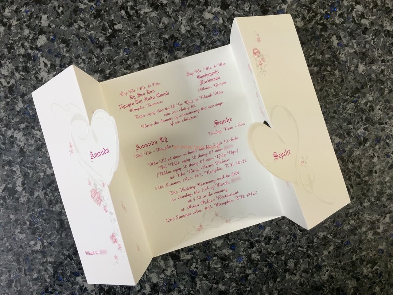 ART-84076 [I-11] Rose Heart Serenade Wedding Invitation