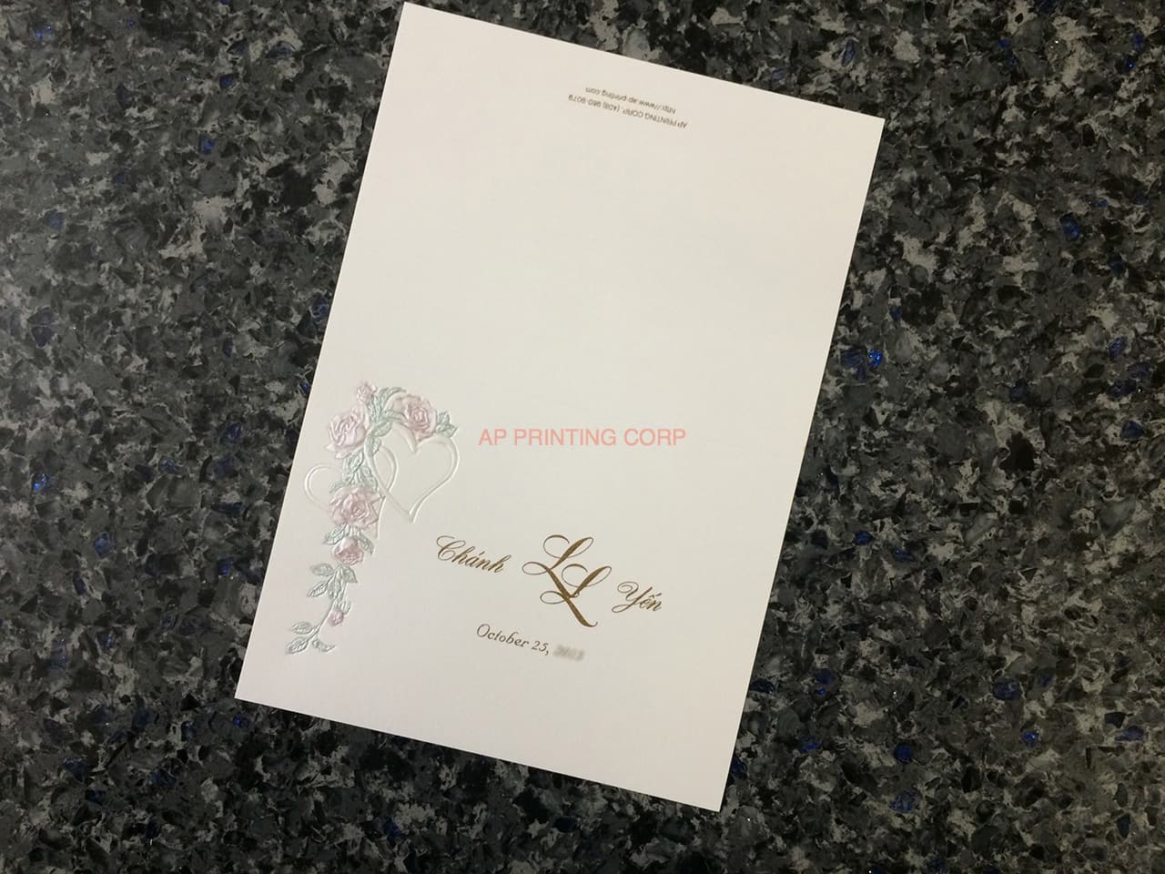 ART-80044 [I-12] Rose Petal & Heart Whispers Wedding Invitation