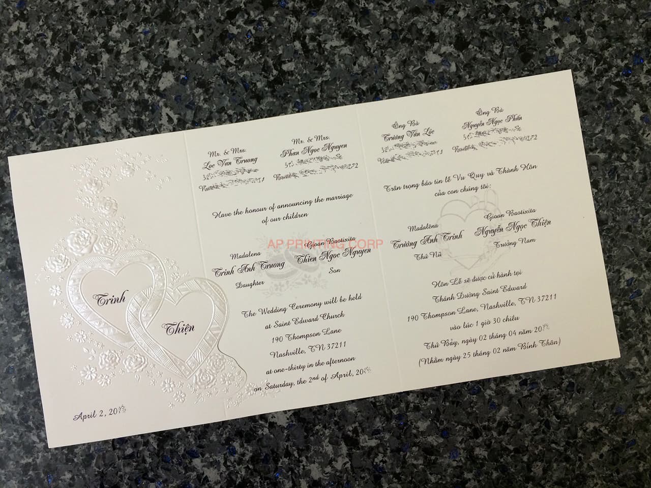 K4451 [I-10] Subtle Romance Hearts Wedding Invitation