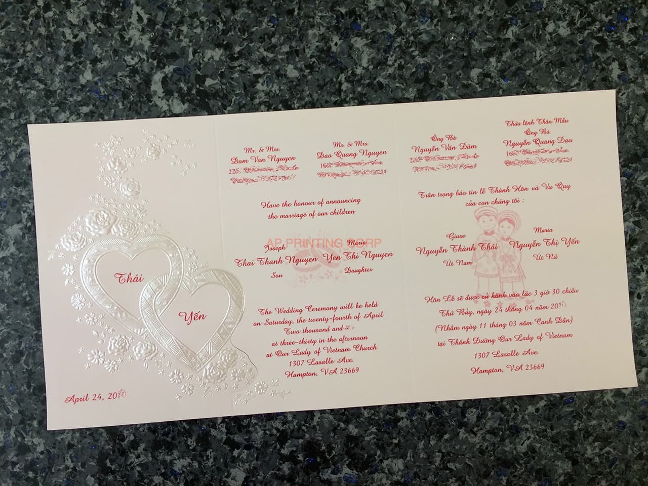 K4471 [I-10] Floral & Hearts Melody Wedding Invitation