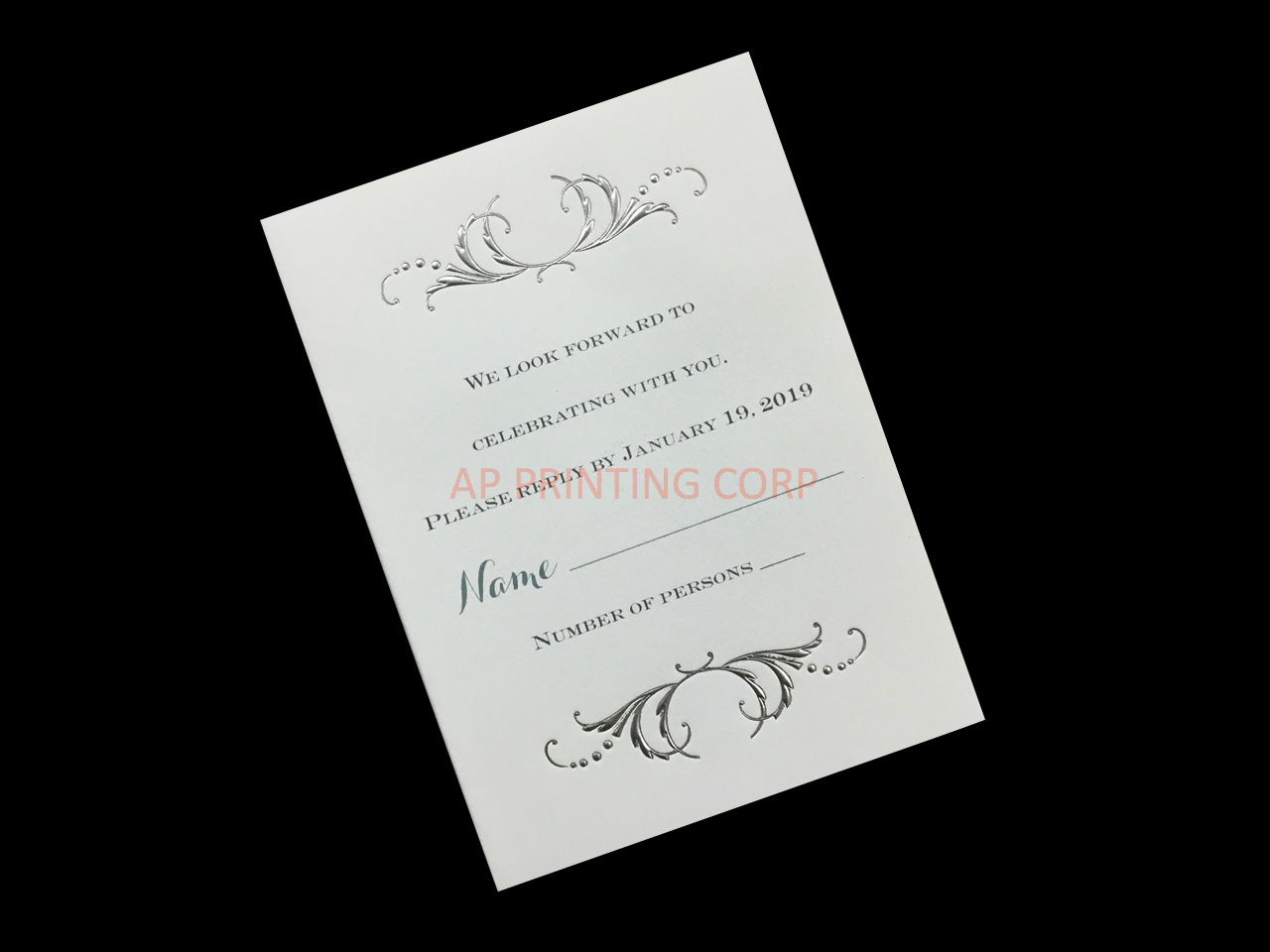 [CC-20] Swirled in Silver Flowers Wedding Invitation