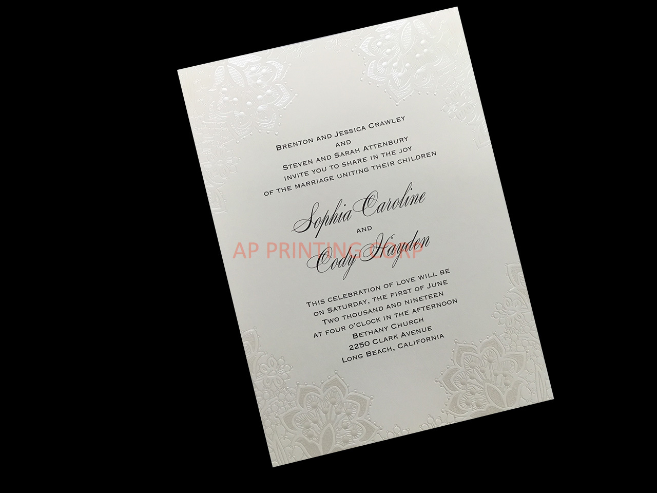 [CC-26] Lace Shimmers Flowers Wedding Invitation