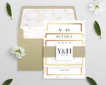 Vintage Gold Marble Elegant Wedding Invitations