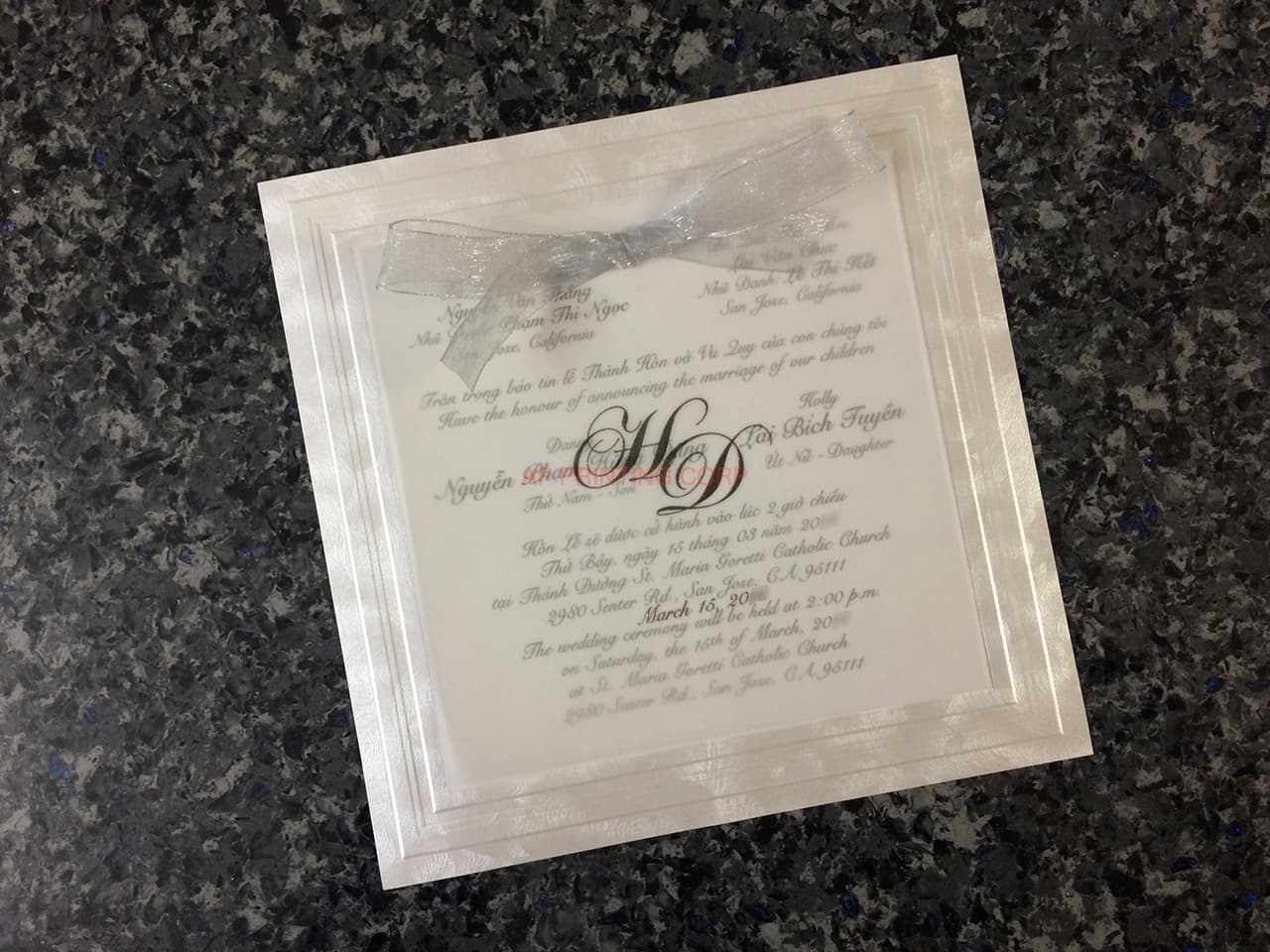 K7105-Overlay [I-13] Vietnamese & English Wedding Invitation