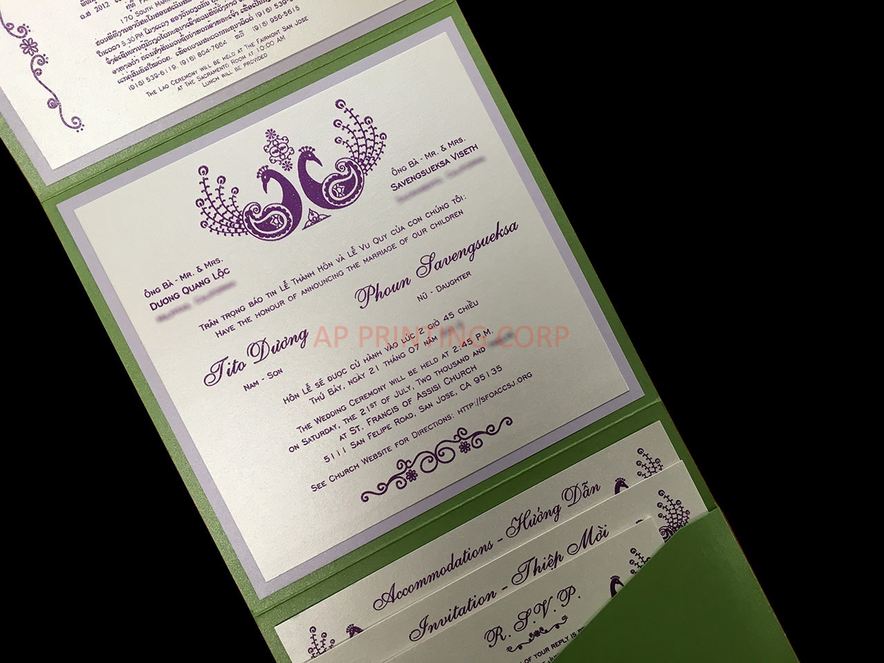 PSQ-77-MMM-2WL Fairway, Kunzite, Quartz Pocket & Folder Invitation