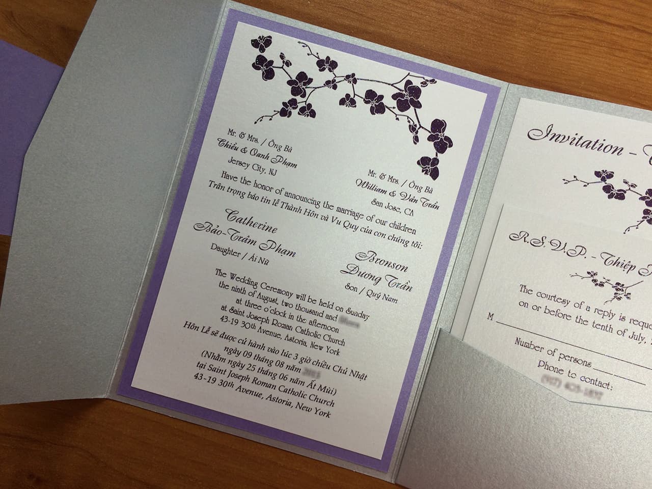 PAL-57-MMM Silver, Amethyst, Ice Silver Pocket & Folder Invitation