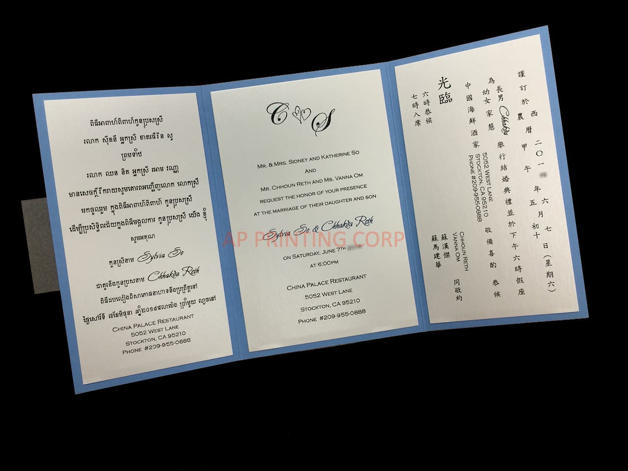CTF-58-N-N Blue, White Pocket & Folder Invitation