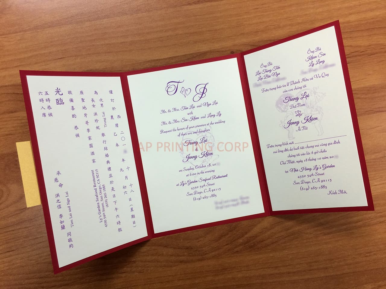 CTF-68-N-N Red, Natural Pocket & Folder Invitation