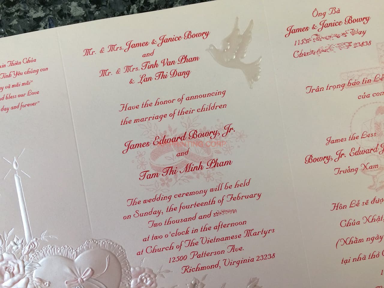 K447 [I-10] Gilded Affection Birds & Doves Wedding Invitation