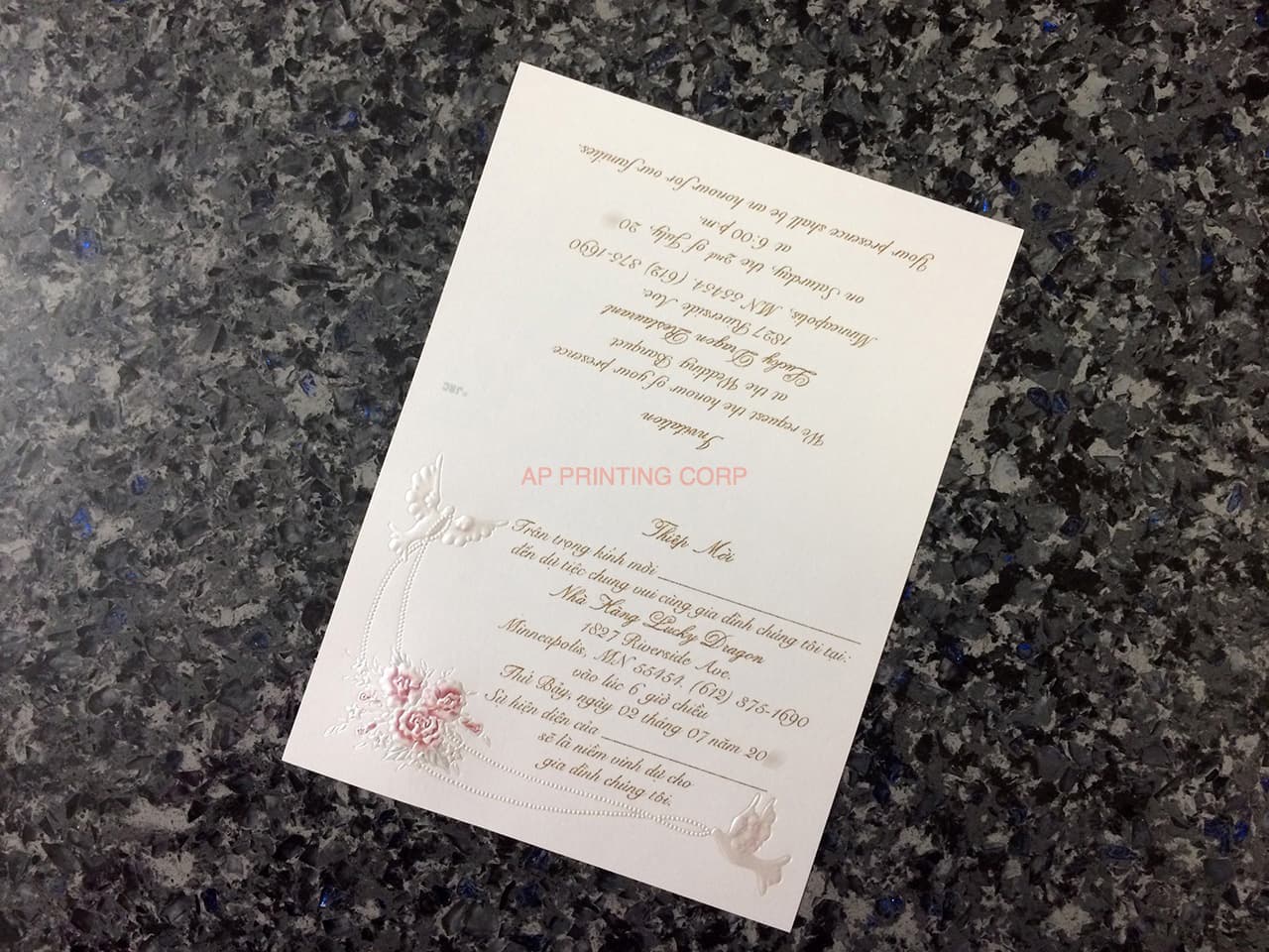 K970 [I-11] Ornate Love Birds & Doves Wedding Invitation