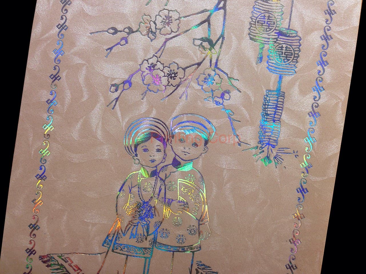 DRCM-PVS-RF [V-L-02] Serene Blossoms Bride & Groom Wedding Invitation