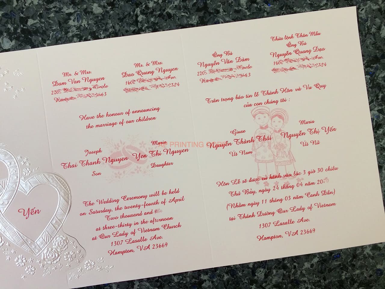 K4471 [I-10] Floral & Hearts Melody Wedding Invitation