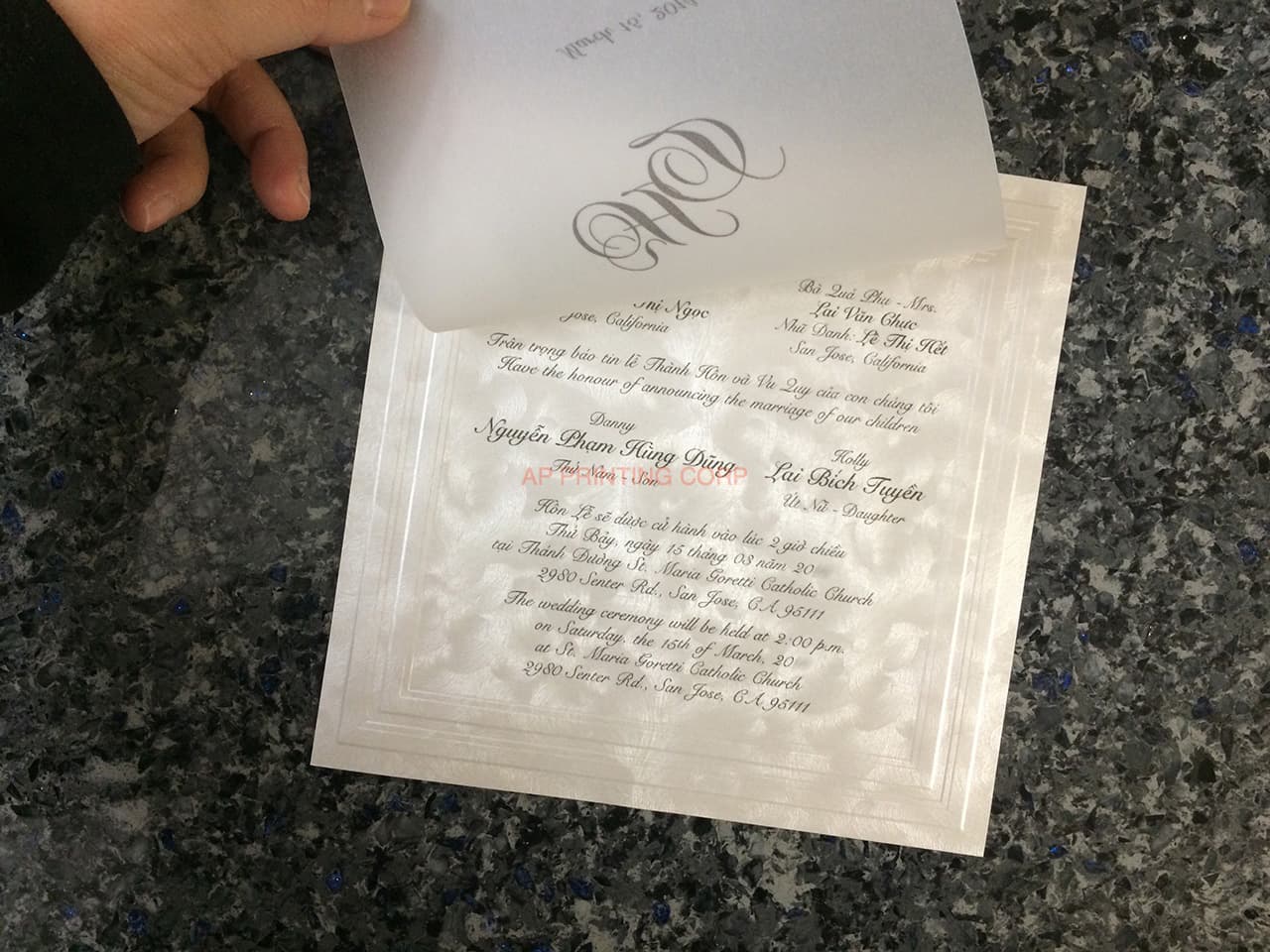 K7105-Overlay [I-13] Vietnamese & English Wedding Invitation