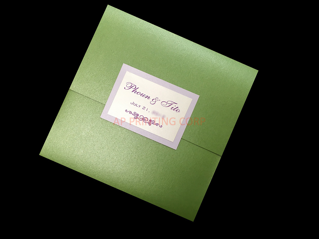 PSQ-77-MMM-2WL Fairway, Kunzite, Quartz Pocket & Folder Invitation