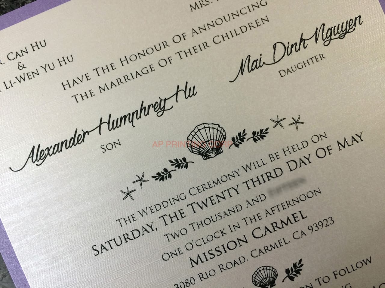 SLIDER-66-NMM Black, Amethyst, Silk Pocket & Folder Invitation