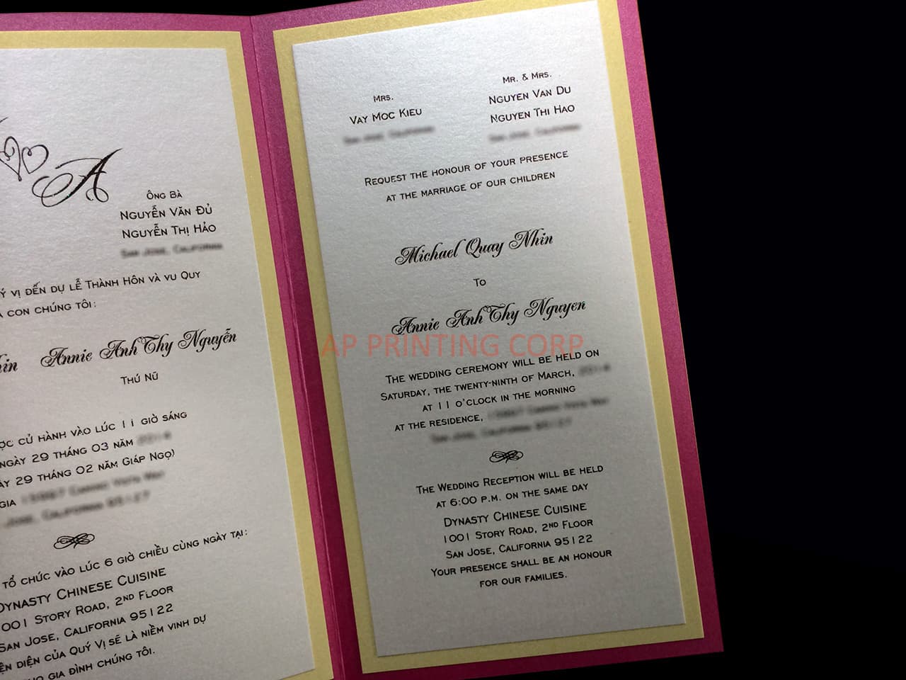 CTF-58-MMM Azalea, Gold, Quartz Pocket & Folder Invitation