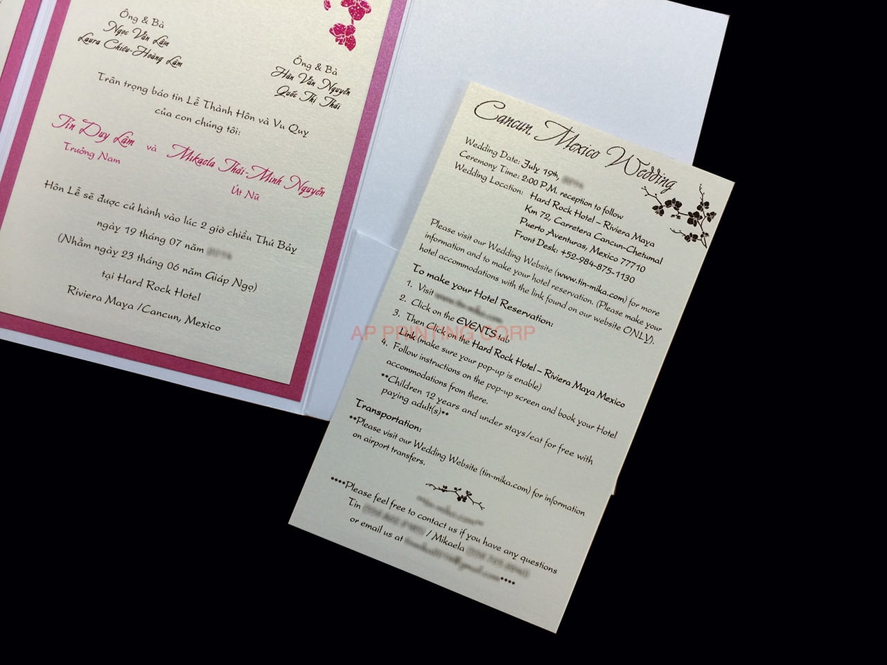 PAL-BL-57-MMM Crystal, Azalea, White Gold Pocket & Folder Invitation