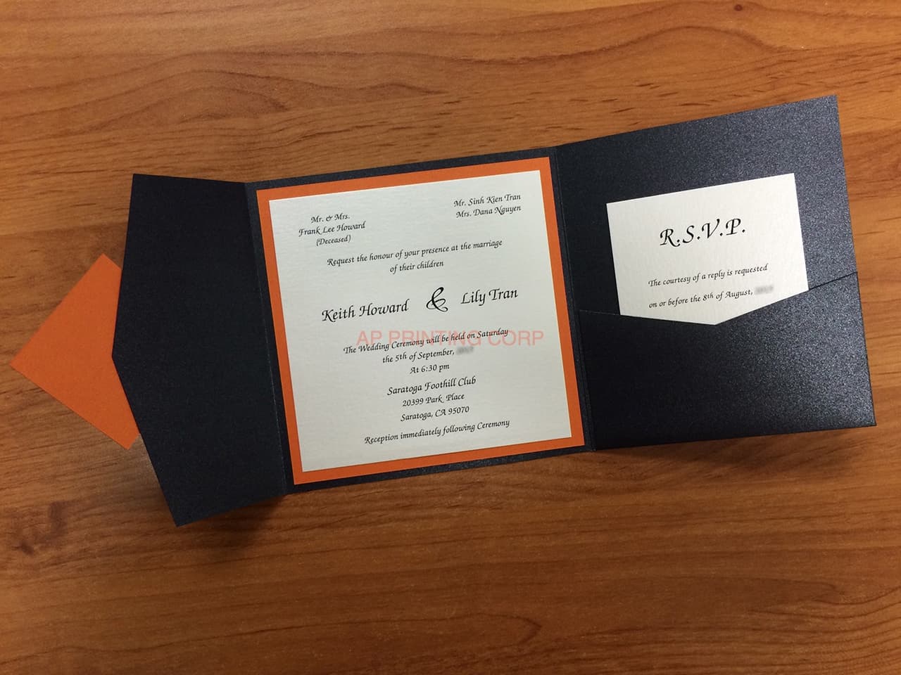 PAL-66-MMM Onyx, Flame, Quartz Pocket & Folder Invitation