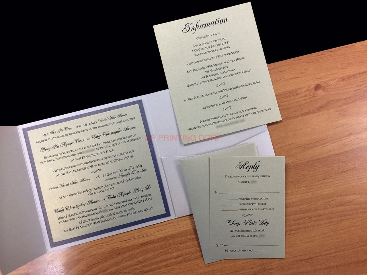 PAL-66-MMM Quartz, Ruby, Gold Leaf Pocket & Folder Invitation