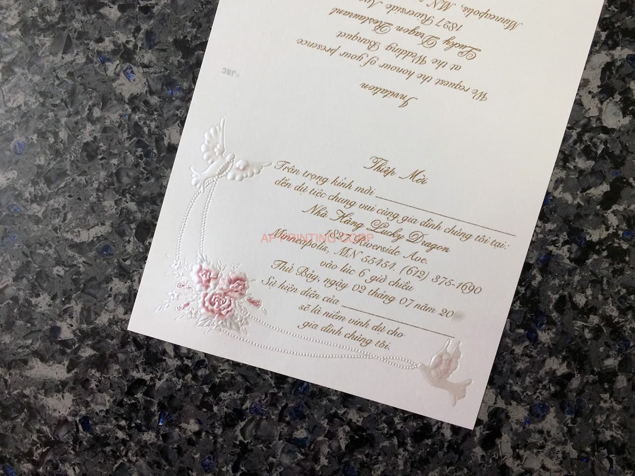 K970 [I-11] Ornate Love Birds & Doves Wedding Invitation