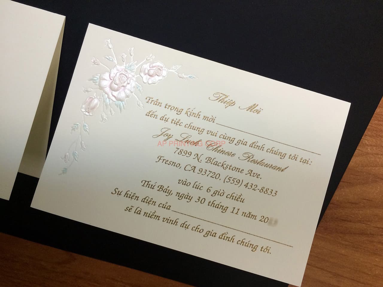 K979 [I-11] Gilded Blossoms Birds & Doves Wedding Invitation