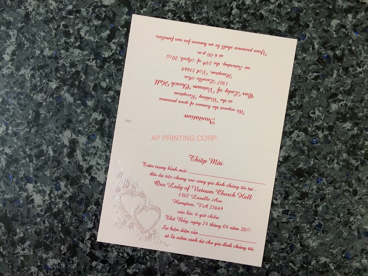 K4471 [I-10] Floral & Hearts Melody Wedding Invitation