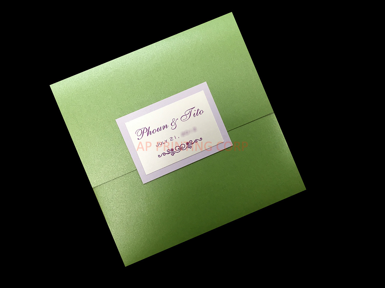 PSQ-77-MMM-2WL Fairway, Kunzite, Quartz Pocket & Folder Invitation