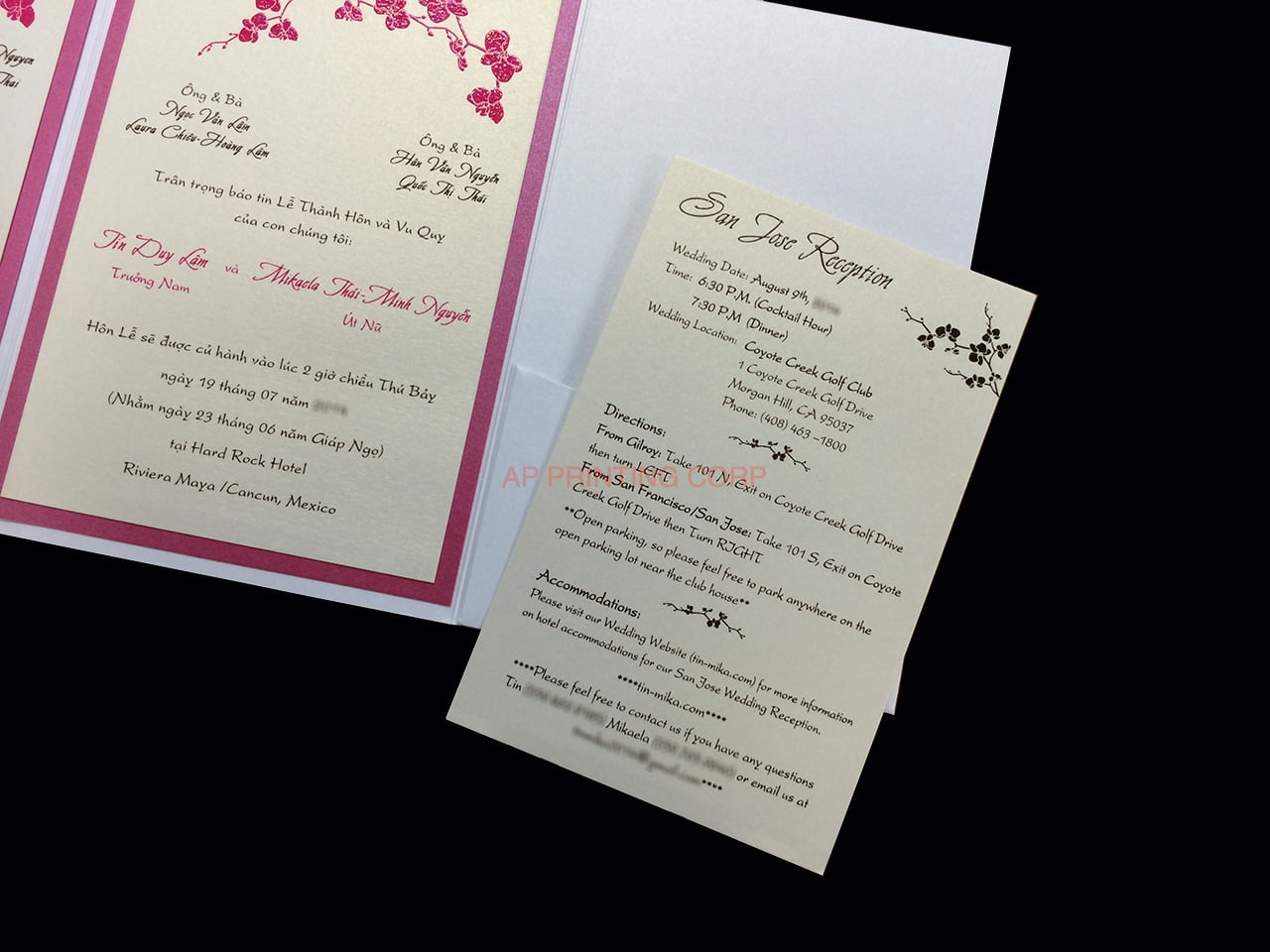 PAL-BL-57-MMM Crystal, Azalea, White Gold Pocket & Folder Invitation