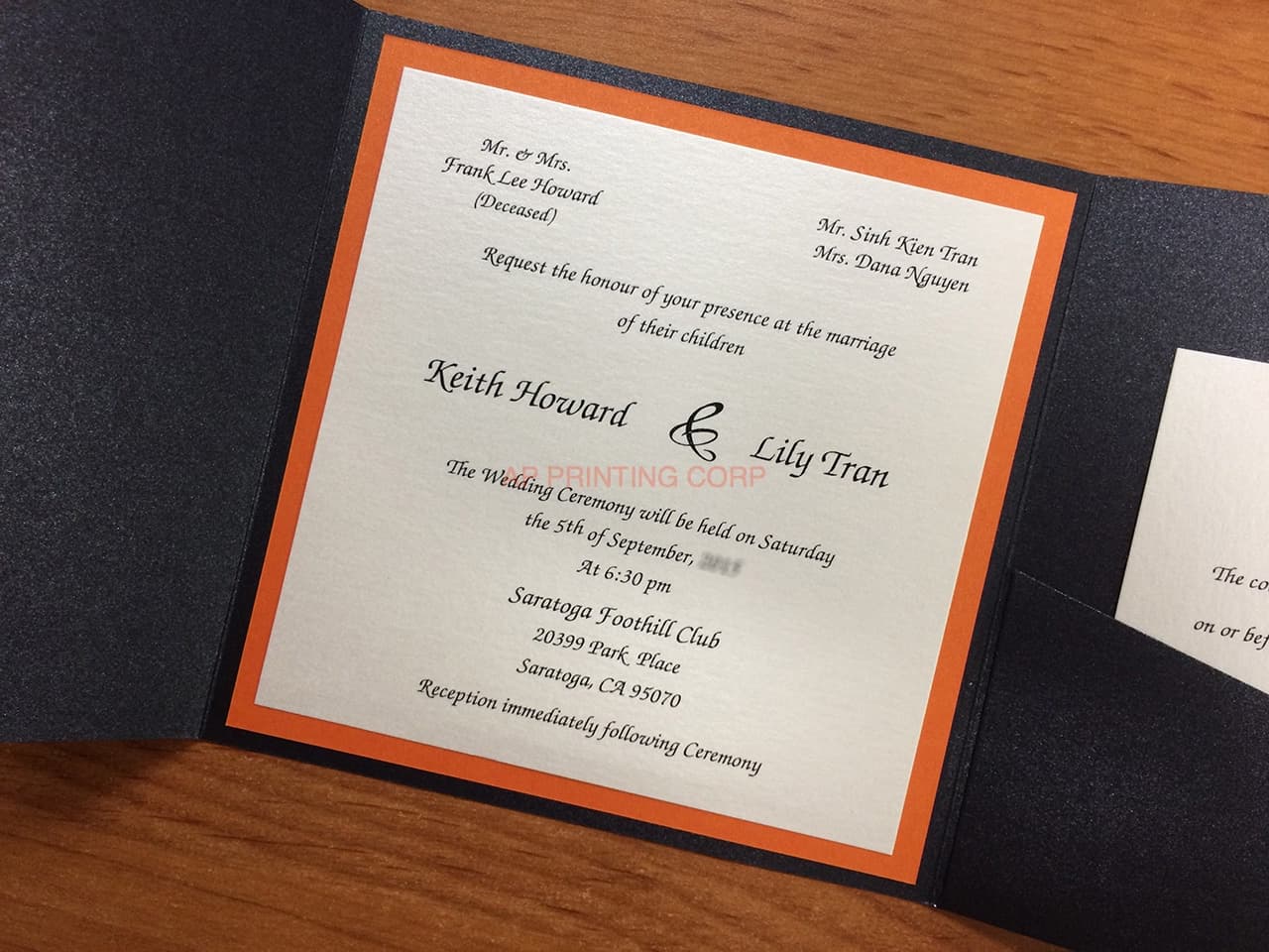 PAL-66-MMM Onyx, Flame, Quartz Pocket & Folder Invitation