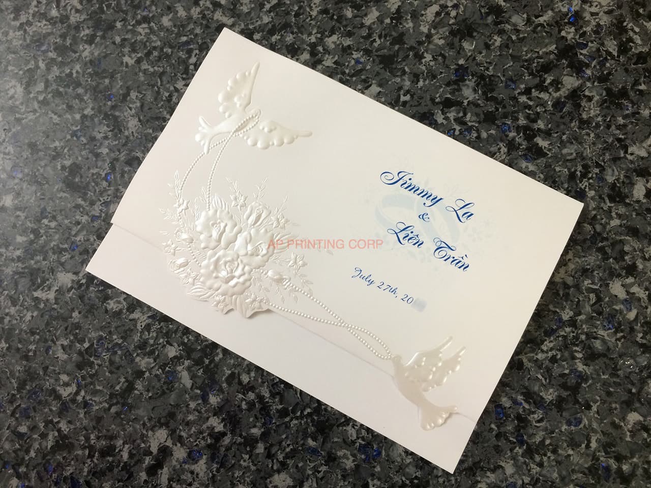 K975 [I-11] Enchanted Melody Birds & Doves Wedding Invitation