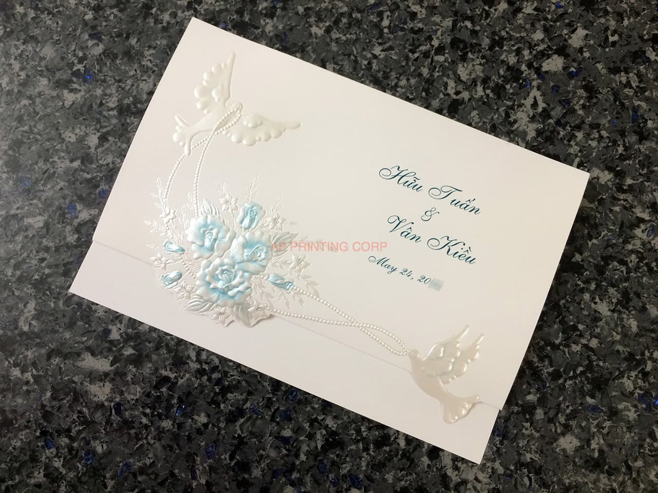 K976 [I-11] Dusk Delights Birds & Doves Wedding Invitation